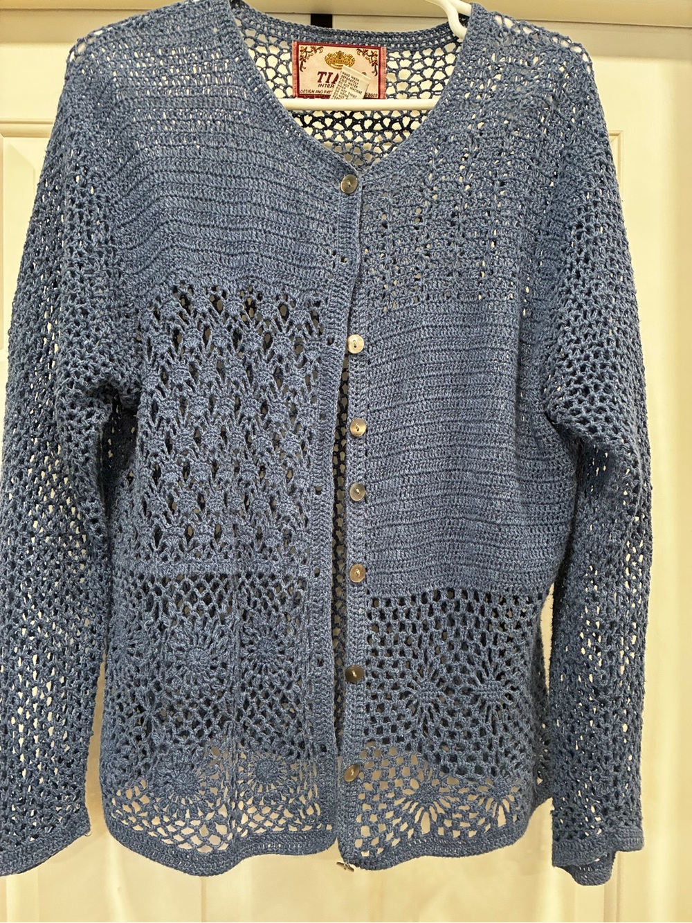 Tiara Sky Blue Crochet Knit Cardigan